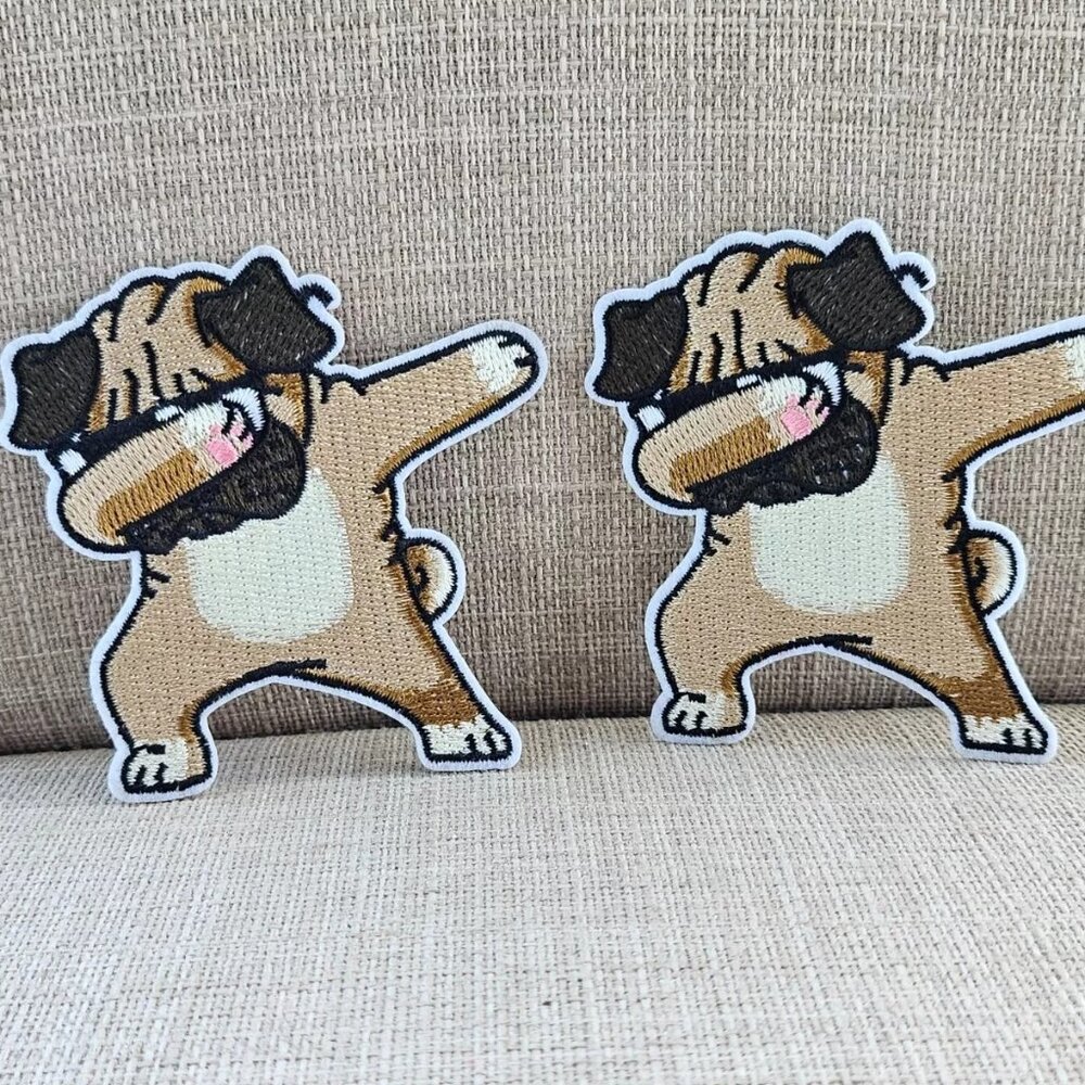 Lot of 2 Patches DOG Dance Iron On Patches Multi Color Embroidery Patches